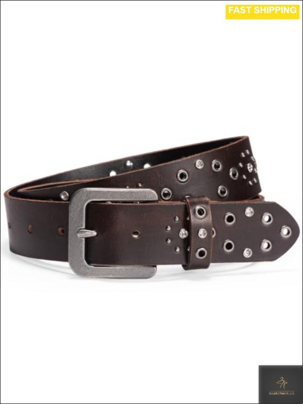 Full Grain Cowhide Leather Belt 1.5" Rhinestone Studs Vintage